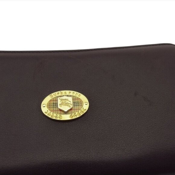 BURBERRY Round Zipper Wallet Leather Auth Used - Picture 6 of 7